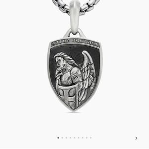 David Yurman Silver Saint Michael Shield Necklace